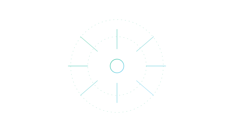 Abstract transparent diagram of a hub with radiating paths