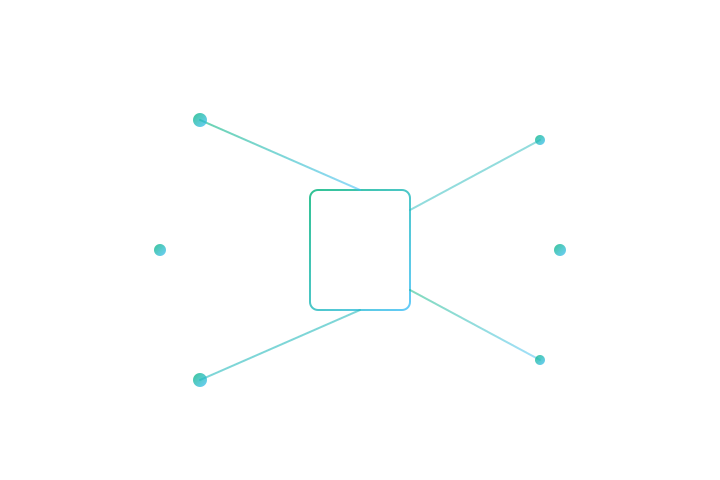 Abstract transparent hub-and-spoke telemetry motif