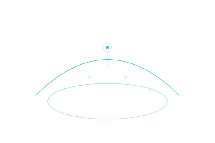 Abstract transparent arc and orbit motif