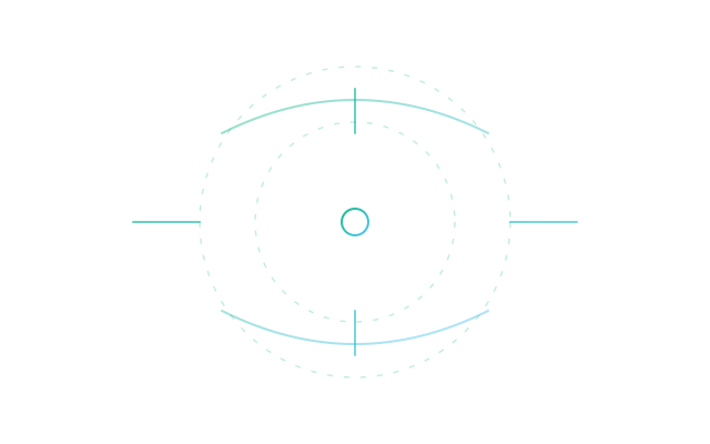 Abstract transparent motif of radiating participation signals