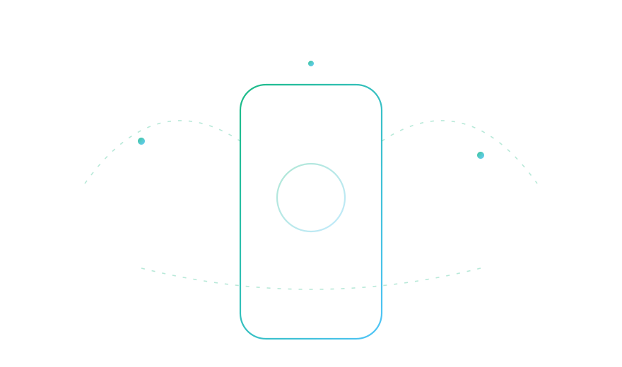 Abstract transparent phone silhouette with signal arcs