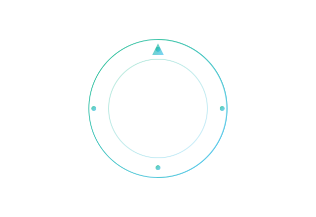 Abstract transparent circular flow of nodes and arrows